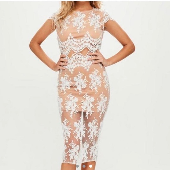 NWT Missguided Mesh and Lace Scalloped Edge Skirt Set - Picture 1 of 14